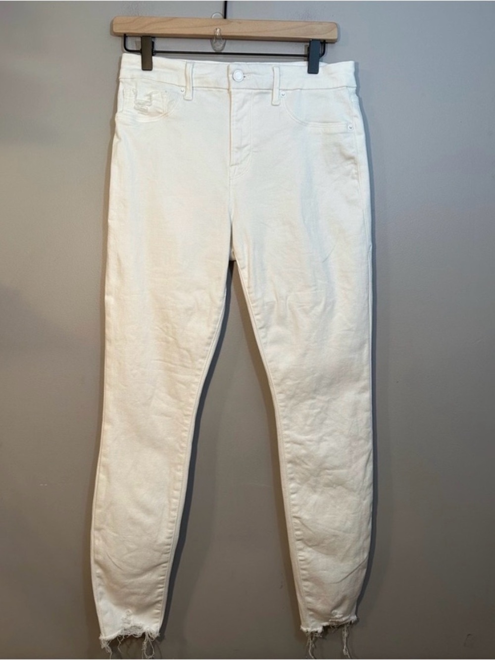 Good American Good Legs White Distressed Skinny Jeans Size 8/29 High Rise